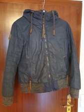 Naketano Jotty L 40/42 Damen Winter Jacke Blouson Kapuzen Anorak blau Wachs-arti