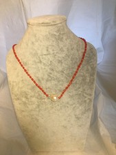 Alte echte Korallenkette Natur-Korallen + Südsee-Perle *13x20mm*