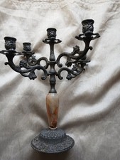 Vintage 5 Armiger Kerzenständer Kerzenleuchter Messing Marmor Gothic