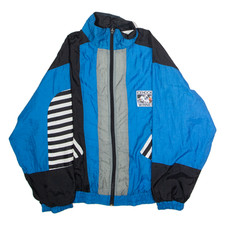 Vintage ICE HOCKEY WINNERS Herren Shell Jacke Blau Nylon 90s Colourblock L