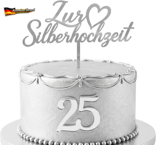 Silberhochzeit cake topper - silberhochzeit,