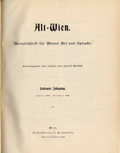 1898 stieböck alt wien - 1898, alt-wien