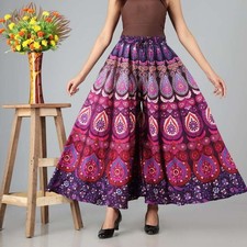 Indische Damen Baumwolle Lila Pallazo Hose Hippie Mandala Vintage Boho Harems...