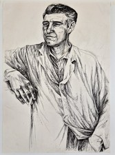 DDR Kunst - Siegfried RATZLAFF - "Selbstportrait" Tuschzeichnung 1969 Leipzig