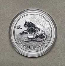 5 Oz 8 Dollar Lunar II Tiger 2010  Australien  999/1000 Silbermünze BU Unz