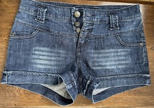 Crazy World Jeans Shorts Damen Gr. 38 (M) High Waist 3 Knöpfe Sommer Hotpants