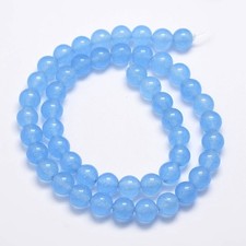Jade  Kugeln Perlen rund blau hellblau 8mm 1 Strang Edelstein basteln Schmuck