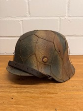 Wehrmacht M42 Stahlhelm, Camouflage Draht, ET66, Komplett, 2 Weltkrieg.