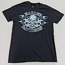 Harley Davidson T-Shirt Herren Gr. M Biker Oberteil Trucker Shirt Schwarz Print