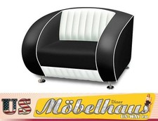 SF-01-CB Black Fifties Style Designer Sofa Wohnzimmer Sessel Retro 50er Jahre 