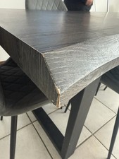 Esstisch Queens Tisch Esszimmer Akazie Massiv Natur Geölt und Metall Grau 180x90