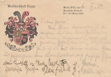 Studentika. Couleurkarte. Burschenschaft Rugia Berlin. 1930