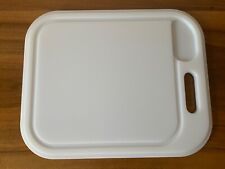 Kunststoff XL Küchenbrett Schneidebrett weiß 45 x 36 x 2 mit Griff + Mulde Rille