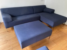 Rolf Benz Sofa - Freistil, mit Schaukelstuhl, blau, OHNE den Hocker