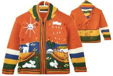 Strickjacke orange bunt