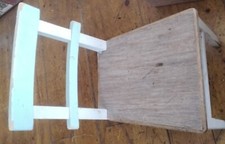 alter Kinderstuhl Holz Weiss mit hellblau, stabil D1059,Kü