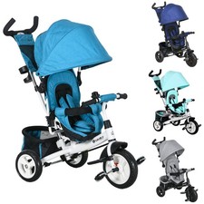 6-in-1 Dreirad mit Schubstange, Kinderdreirad mit abnehmbarem Sonnendach