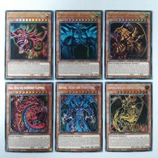 Götterkarten Obelisk Slifer Drache Ra + Uria Hamon Raviel UR SCR Yugioh deutsch