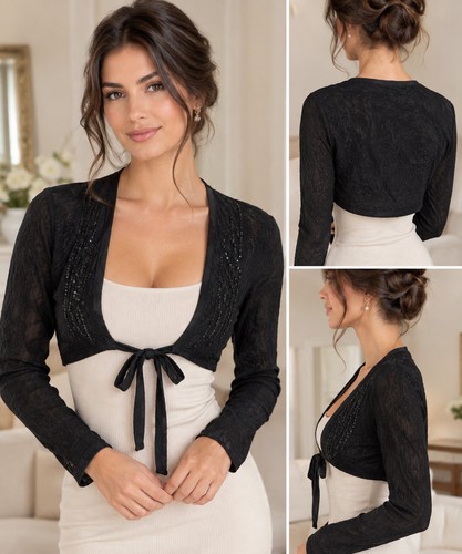 Bolero schwarz perlen - schwarz, xs
