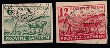 SBZ (Provinz Sachsen) 1945, Mi.-Nr. 85-86 wa, gestempelt, geprüft - Bodenreform