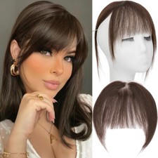 3D Clip in Pony 100% Haarteil Echthaar mit Schläfen Fringe Bangs Pony Extensions