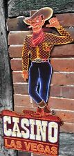 Blechschild XXL, LAS VEGAS Casino Cowboy, Metall Schild 80 cm gestanzt