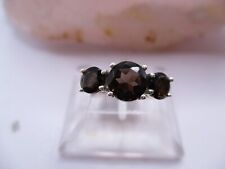 Klassischer Damen Ring 925 Sterlingsilber Rauchquarz rund Schliff braun Rg 56/16