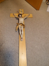 Großes Wandkreuz Kruzifix Jesus Dornenkrone Holz geschnitzt 81 cm