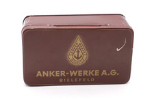 Anker Werke Blechdose Metalldose ohne Inhalt braun Nähmaschine Vintage alt
