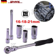 6-tlg 3/8" Zündkerzenschlüssel Set 16/18/21mm Ratsche Steckschlüssel Satz Nuss
