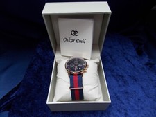 Oscar Emil Herrenuhr klassisch, Chronograph, Roségoldfarben, neue Batterie