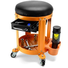 Werkstatthocker mit Rollen 150 kg | Arbeitshocker | 2 Schubladen Werkstattstuhl