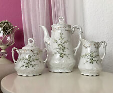 Antik Jugendstil Porzellan Kaffee Kernstück Kanne Sahnegießer Zuckerdose KPM Kri