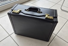 Pilotenkoffer Aktenkoffer Leder mit Zahlenschloss schwarz guter Zustand