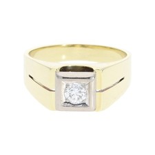 Herren Ring echt Gold 585 mit Diamant, Second Hand 25324729, getragen
