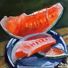 Arleta Berta Kunst Original Ölgemälde. Wassermelone signiert tiefe Leinwand