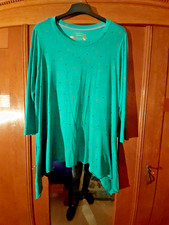 Gudrun Sjöden Lyocell Zipfel-Shirt 3/4-Arm türkis mit Punkten XL