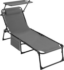 Sonnenliege Liegestuhl klappbar mit Sonnenschutz Kopfstütze Relaxliege sslg0012