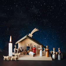 Weihnachtskrippe aus Holz.