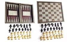 altes 51 cm großes Schachbrett & Backgammon Brett Perlmutt Intarsien Handarbeit