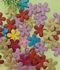 50 Glitzer Streublumen  aus Stoff Miniblüten Deko Frühling Sommer basteln (K68)