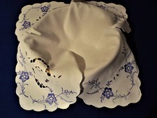 Blaudruck Brotkorb-Deckchen Alt Luxemburg 40 x 40 cm Durchbruchspitze