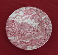 Teller englisches Porzellan rot/weiß. Tiefer Teller Myott Royal Mail Handgravur.