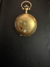 antike Sauvenette Damentaschenuhr  585 Gold 18 g 40 x 25 mm 3 Brill. 1 Rubin 