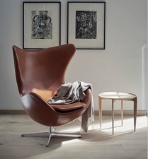 Luxus Ei-Sessel aus Echtleder