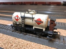 Märklin 314 E (Gasolin) Kesselwagen mit Bremserhaus, 2 Achsen, Guß, weiss