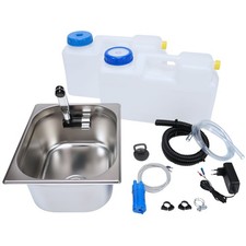 230V Camping mobile Spüle Bausatz  Set 12L Kanister Spülbecken Waschbecken