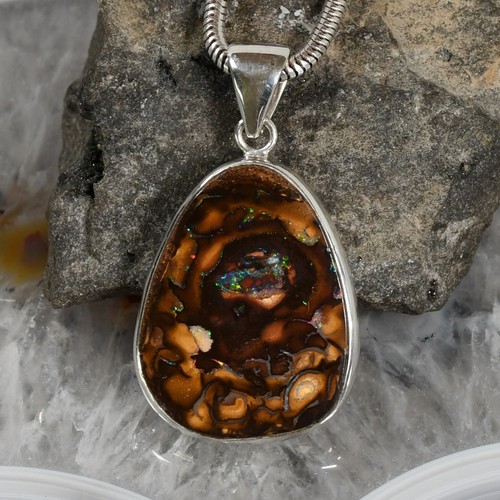 Boulder opal anhänger - boulder, 925