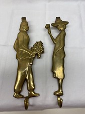 MESSING WANDHAKEN MASSIV FIGUREN MANN + FRAU H  CM 25,5 – MANN BREITE CM 9 –