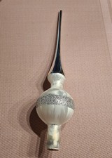 Christbaumspitze Weihnachtsbaumspitze ca. 28 cm lang,  weiß und silber